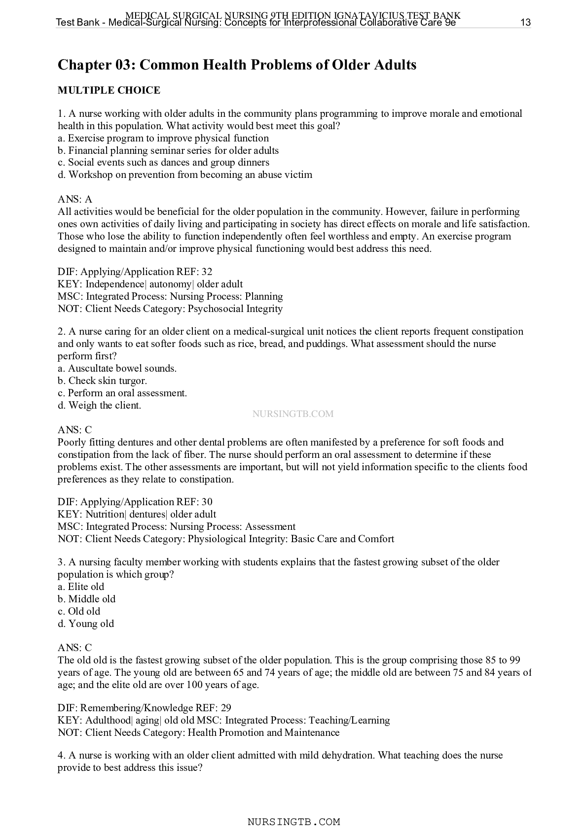 Preview image for Chapter 03: Common Health Problems of Older Adults